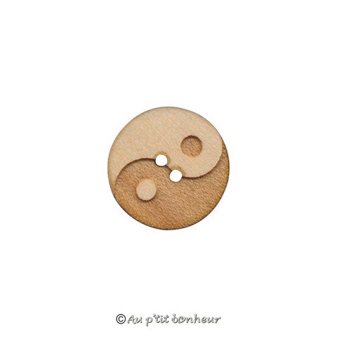 bouton bois yin yang 15 mm