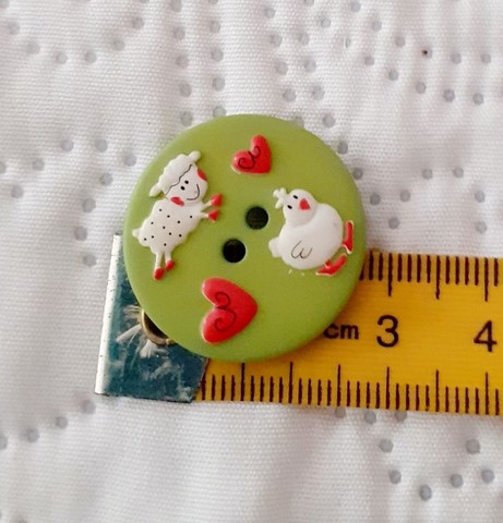 Bouton Poule et mouton vert