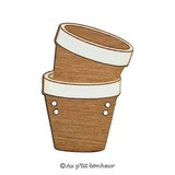 bouton  bois pots de fleurs empilés 30 mm